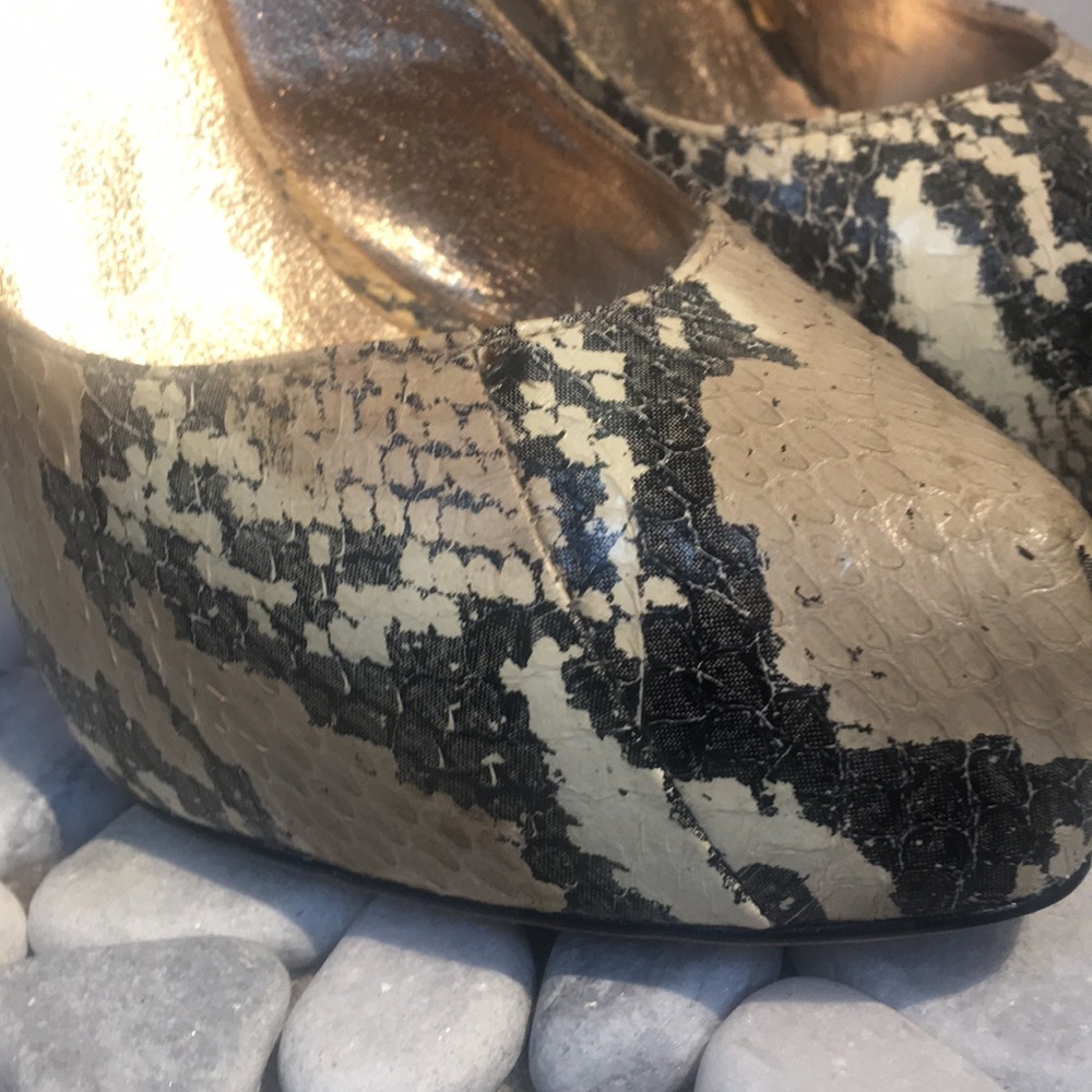 Dolce Vita Tan & Black Snakeskin Heels - Picture 3 of 6
